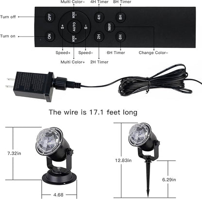 Hekation Christmas Halloween Outdoor Projector Lights, 15 Colors Water Wave Ocean Effect Night Light, Waterproof Yard Decorations With Remote and Timing