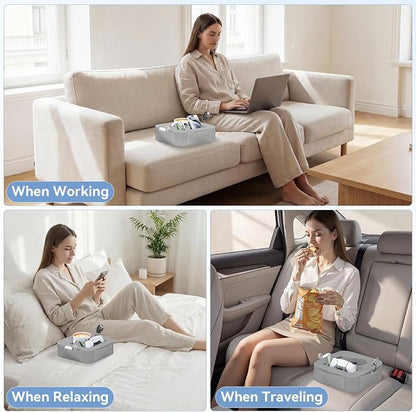 Couch Cup Holder Pillow, Couch Caddy for Drink, Snack, Phone, Remote, Game Controller, Removable and Washable Cup Cozy Pillow, Small Sofa Cup Holder Tray for Bed, Car, Desk, Sofa, Gray