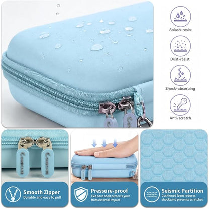 Comecase Case Compatible with Nelko P21/ for Phomemo D30 D35 Label Maker Machine, for JADENS D11/ for SUPVAN Mini Labeler Sticker, Labler Maker Storage for Tape&Accessories (Sky Blue)