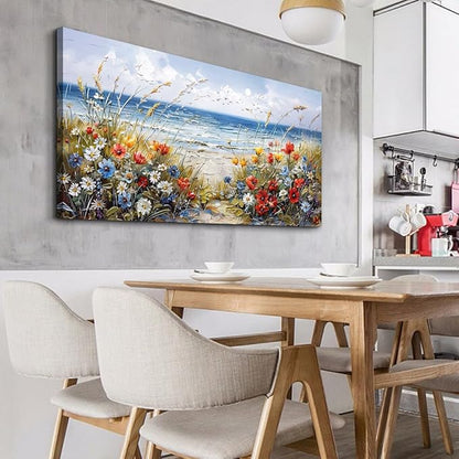 MHARTK66 Wall Decor For Living Room Large Canvas Wall Art Flowers Farmhouse Bedroom Wall Painting Office Blue Watercolor Print Nature Ocean Poster Modern Home Decorations Frames Artwork Easy Hanging