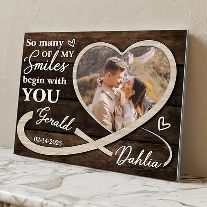 Love Signal Personalized Couple Canvas Wall Art Unique Custom Valentines Day, Anniversary, Wedding, Birthday Gift for Couples, Husband, Wife, Custom Name and Photo Wall Decor for Bedroom