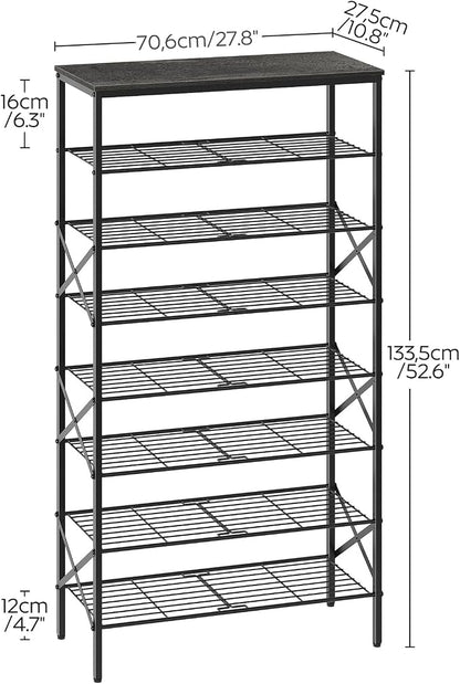 YATINEY 8 Tier Shoe Rack, Large Capacity Shoe Storage Organizer Holds 32 Pairs, Sturdy and Stable, for Entryway, Hallway, Closet, Dorm Room, Charcoal and Black SS08BC