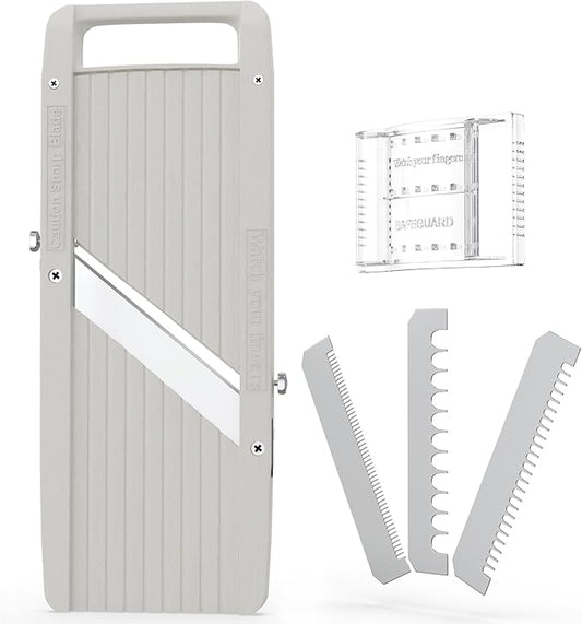 Vollum Wide Japanese Mandoline Slicer for Kitchen – Professional Slicer Vegetable Cutter with Interchangeable Stainless Steel Blades – Food Manual Slicer Handheld Mandoline Slicer