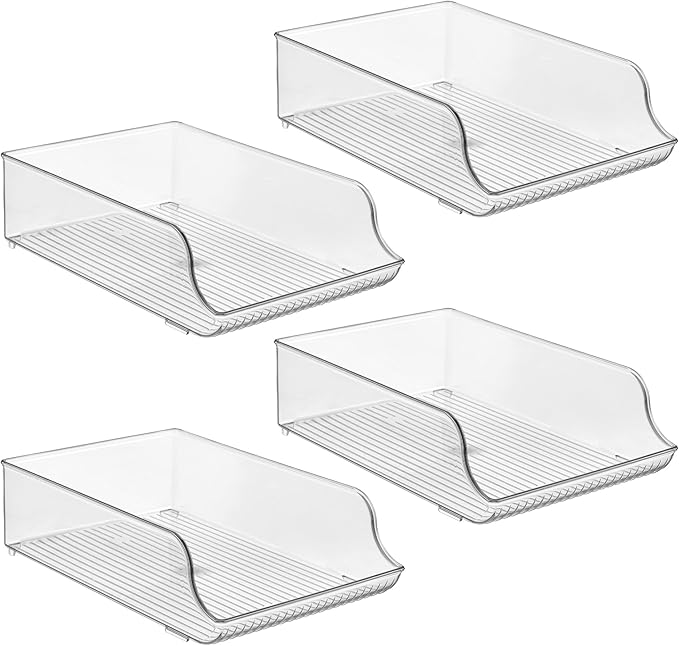 iDesign Water Bottle Organizer for Fridge - Set of 4 - Clear - Made in USA