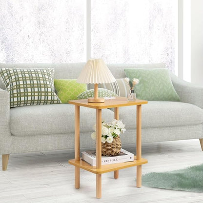 FORAOFUR End Table with Charging Station, Small Tables for Small Spaces in Living Room, Bedroom &Office, Nightstand Bedside Table with Solid Wood Legs, No Assembly Required