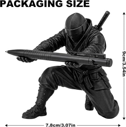 2Pack Ninja Pen Holder for Desk – 3D Printed Ninja Warrior Pen Holder with Sword and Weapon Accessories, Creative Desk Organizer Decor Gift for Men – Funny Pencil Holder Stand (Black)