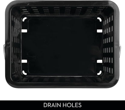 iDesign Plastic Shower Caddy Basket with Handle for Bathroom or College Dorm - Black - Made in USA