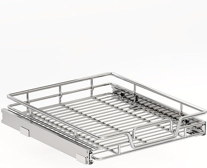 Kitchen Cabinet Pull Out Shelf and Drawer Organizer Slide Out Pantry Storaqe Basket in Multiple Sizes (17" W x 18" D,1 Tier)