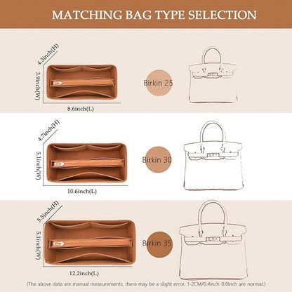 Purse Organizer Insert For Birkin 25 Bag, Felt Insert Organizer With Zipper, Large Capacity,Women’s Handbags Shaper (25,Orange)