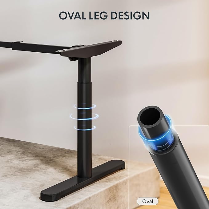 FLEXISPOT Bamboo Electric Standing Desk with Elegant Oval Legs, 48"x24" Height Adjustable Desk for Home Office & Living Spaces, Black Frame
