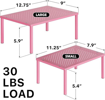Simple Houseware Expandable Stackable Kitchen Counter Shelf Organizer, Pink, Metal Top, 11.25 in L x 7.9 in W x 5.4 in H