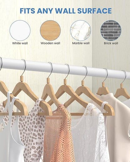 Supforce 3 PACK Closet Rods for Hanging Clothes, 17 to 69 Inches Stepless Adjustable Metal Closet Rod, 1.3 Inches Heavy Duty Clothes Hanging Rod for Closet Wardrobes Laundry RV, White