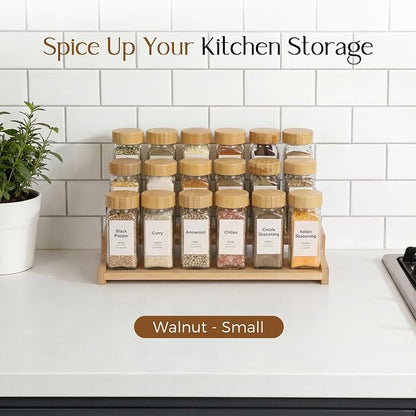 Organizer of Cabinet Special Seasoning, 12in Bamboo 3 Tiered Spice Rack，Used for Kitchen Countertops and Food Storage Room Organizer，Specially Designed for Jars and Spice Bottles (Bamboo, M)