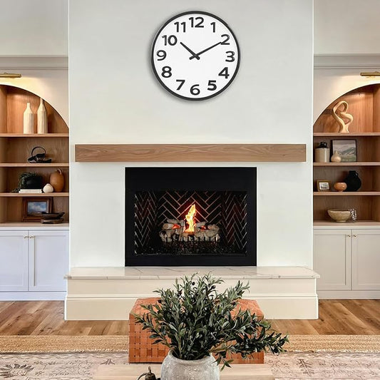 Keepcross 20 Inch Large Wall Clock Battery Operated Silent Non-Ticking, 3D Big Numbers Easy to Read, Analog Quartz Round Clock