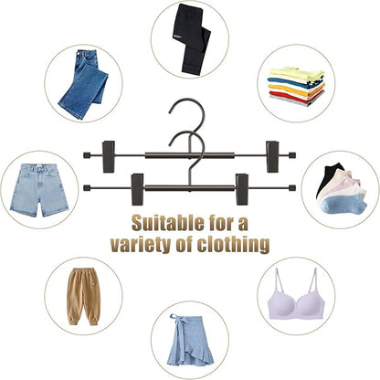 VWV 20-Pack Adjustable Women's Skirt and Pants Hangers, Durable, Space-Saving, Suitable for Jeans, Shorts, Underwear, Sports Bras (Matte Gunmetal)