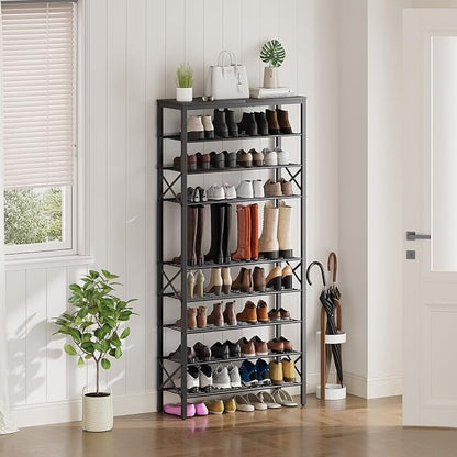 YATINEY 10 Tier Shoe Rack, Large Capacity Shoe Storage Organizer Holds 40 Pairs, Sturdy and Stable, for Entryway, Hallway, Closet, Dorm Room, Black SS10BB