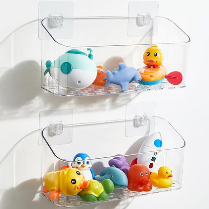 UNIKON Bath Toy Storage Holder, Bathtub Toy Organizer, Large Capacity Shower Caddy for Bathroom, Clear, 2 Pack