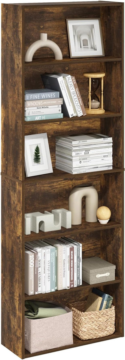 Furinno Jaya Simply Home Free Standing 6-Tier Open Storage Bookcase, Amber Pine