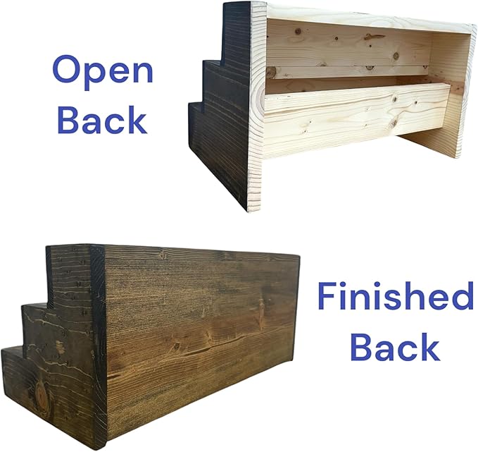 Handmade Tiered Display Shelving - Three Tier Bar Display - Bar Organizer - Liquor Bottle Display (36" without Back, Dark Walnut)