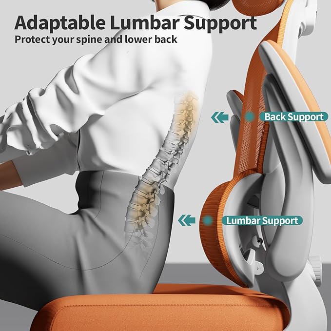 TRALT Office Chair Ergonomic Desk Chair, 330 LBS Home Mesh Office Desk Chairs with Wheels, Comfortable Gaming Chair, High Back Office Chair for Long Hours (Burnt Orange)