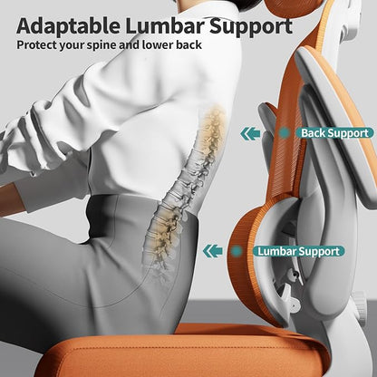 TRALT Office Chair Ergonomic Desk Chair, 330 LBS Home Mesh Office Desk Chairs with Wheels, Comfortable Gaming Chair, High Back Office Chair for Long Hours (Burnt Orange)