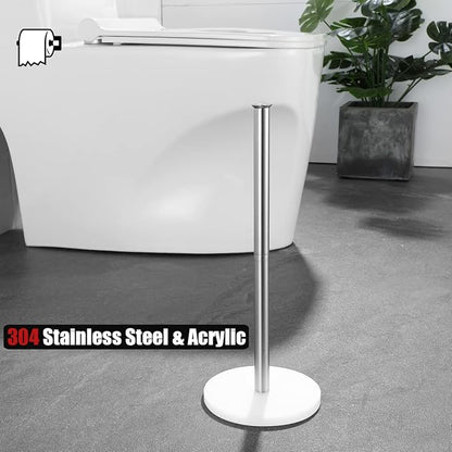JQK Toilet Paper Storage Stand, 304 Stainless Steel Thicken 0.8mm Tissue Reserve Holder Dispenser for Bathroom, Brushed Steel, TPS180-WN