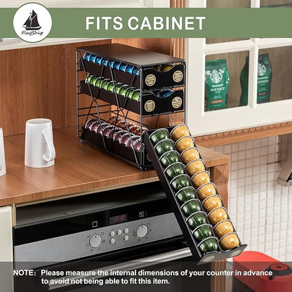 FlagShip for Nespresso Pod Holder Drawer Large Mullti Tier Coffee Pod Holder Vertuo (4 Tier (80Pods Capacity))