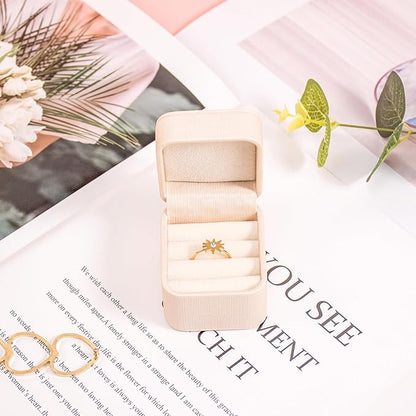SANQIANWAN PU Leather Wedding Ring Box Jewelry Case for Proposal Engagement Ring Box Jewelry Display Box Gift Box for Birthday and Anniversary (Pearl White-B)