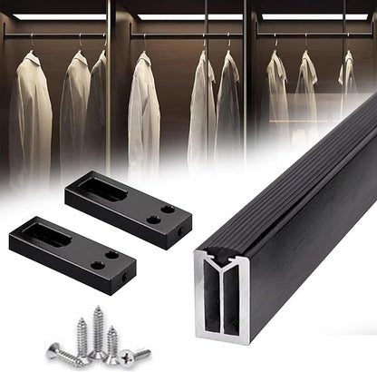 Square Closet Rods-Cuttable, Removable-Heavy Duty Black Wardrobe Rods and Brackets-Commercial, 12 16 18 24 28 30 60 72 In-Suitable for.Laundry.Home.Hotel.Clothing Store (Black,50in)