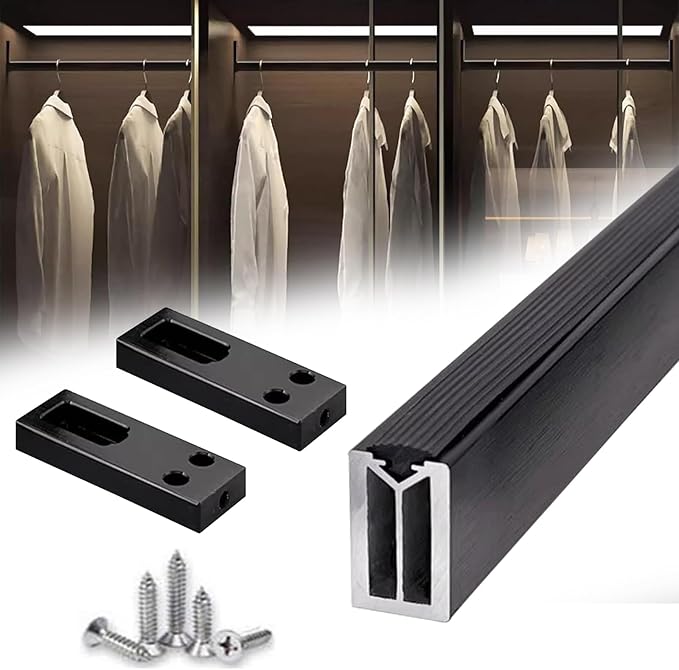 Square Closet Rods-Cuttable, Removable-Heavy Duty Black Wardrobe Rods and Brackets-Commercial, 12 16 18 24 28 30 60 72 In-Suitable for.Laundry.Home.Hotel.Clothing Store (Black,67in)