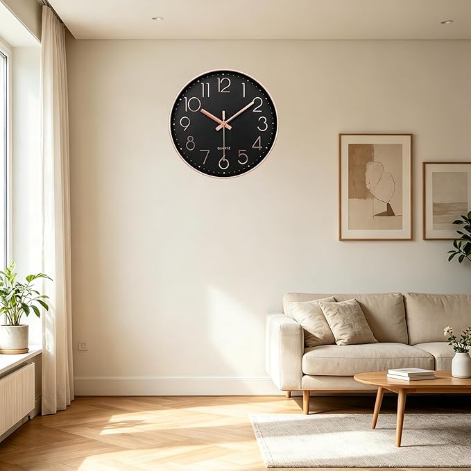 jomparis Rose Gold Wall Clock for Grils Womens Silent Non-Ticking Clock Decorative for Bedroom Office