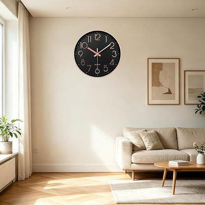 jomparis Rose Gold Wall Clock for Grils Womens Silent Non-Ticking Clock Decorative for Bedroom Office