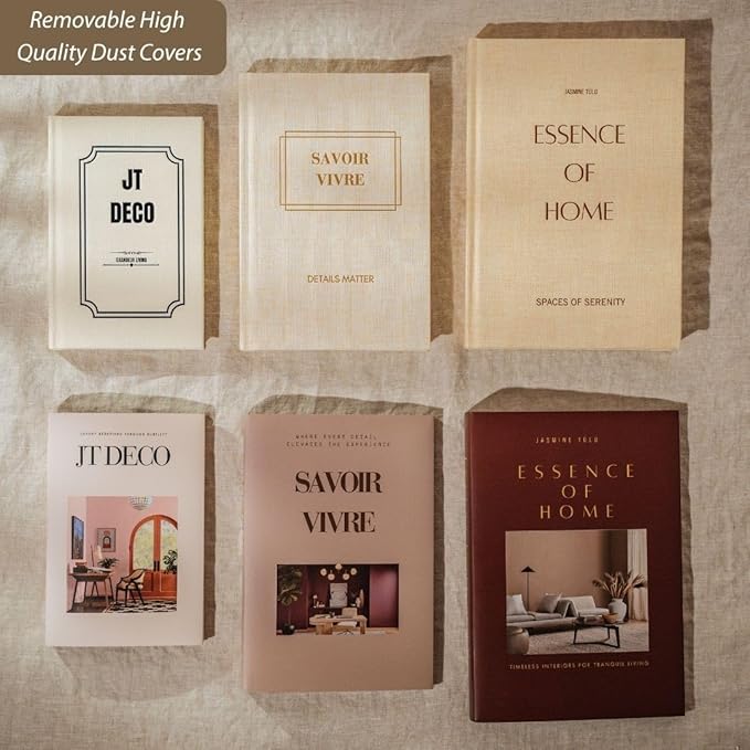Decorative Books for Home Decor - Coffee Table Hardcover Book Set of 3 - Faux Books for Decoration for Coffee Table, Living Room, Bookshelf - Blank Pages, Foil Stamping - Removable Covers