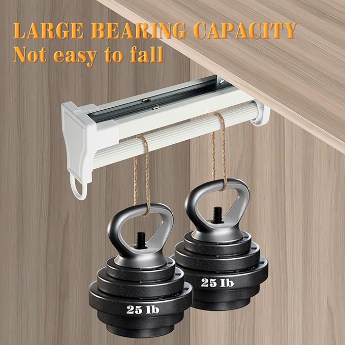 Alise 14 Inch Pull Out Clothes Hanger Rack for Closet,Heavy Duty Closet Rod with Automatic Soft-Close Mechanism for Closets,Closet Pull Out Metal Rod Organizer Hangers for Coats Pants Hangers,White