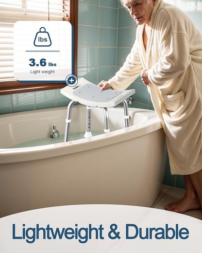 HOMLAND Shower Chair for Inside Shower, 400 lbs Adjustable Shower Stool with Suction Feet, Shower Seat for Inside Tub Bathroom Bench Bath Chair for Elderly and Disabled - Light Gray