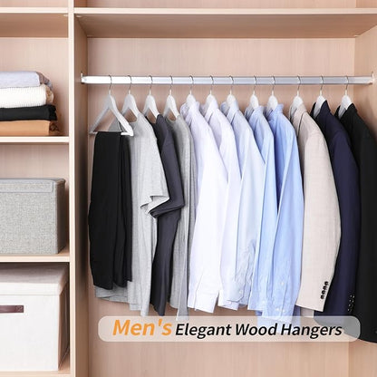 Amazon Basics Durable Wooden Clothes Hangers, 80-Pack, White