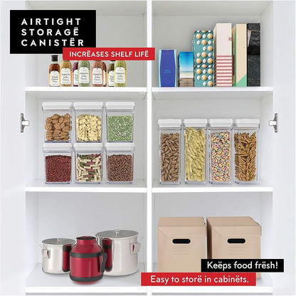DWËLLZA KITCHEN Airtight Food Storage Containers with White Lids 1.7L - 4 Pc Air Tight Pantry Storage Containers Clear Kitchen Organization and Storage Set BPA-Free - Keeps your Food Fresh & Dry
