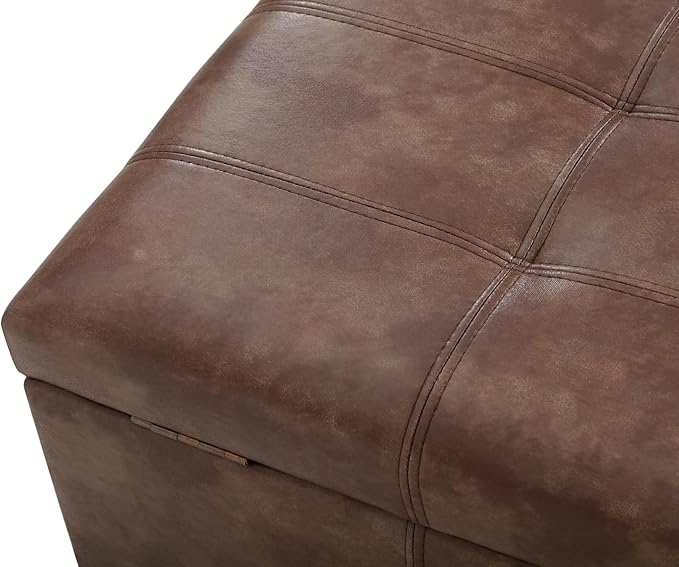 Homebeez 48" Faux Leather Storage Ottoman,End of Bed Bench,Upholstered Ottoman Bench with Storage for Living Room,Bedroom,Entryway