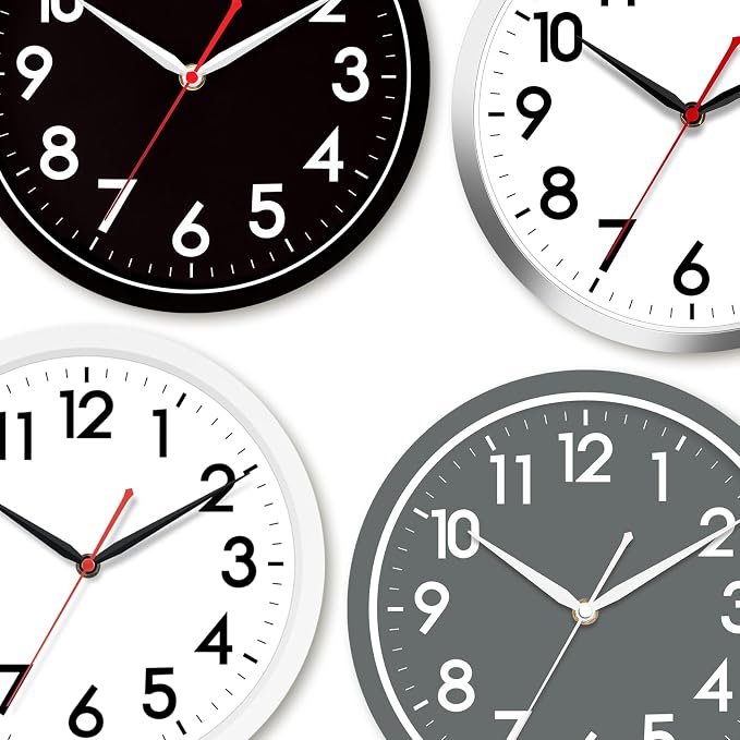 AKCISOT Wall ClockModern Black Silent Non Ticking Wall Clocks Battery Operated 10 Inch,Small Analog Classic Clock Decorative for Bedroom, Kitchen, Home Office, Bathroom, School, Living Room