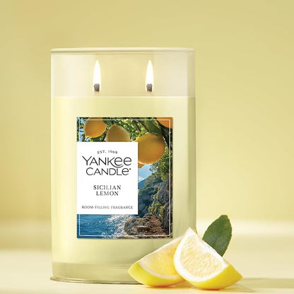 Yankee Candle Large Tumbler Scented Candle with up to 80 Hour Burn Time, Premium Plant Wax Blend for Consistent Burn, 20 oz Tumbler Candle with Room Filling Fragrance, Sicilian Lemon