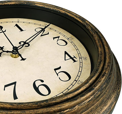 Plumeet Extra Large Retro Wall Clock, 16'' Non Ticking Classic Silent Vintage Wall Clocks Decorative Kitchen Living Room Bedroom - Battery Operated