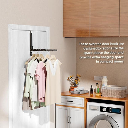 BAKON Over The Door Hangers, Over Door Hooks for Hanging, Small Space Dual Folding Portable Over Door Clothes Hanger for Clothes, Hats, Bags and Towels (2Pack,Black(Update))