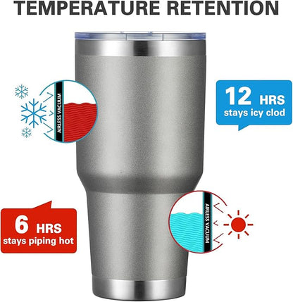 MEWAY 30oz Tumbler Double Wall Vacuum Insulated Travel Mug, Stainless Steel Tumbler with Lid, Durable Powder Coated Insulated Coffee Cup for Cold & Hot Drinks (Cold Grey,1 PACK)