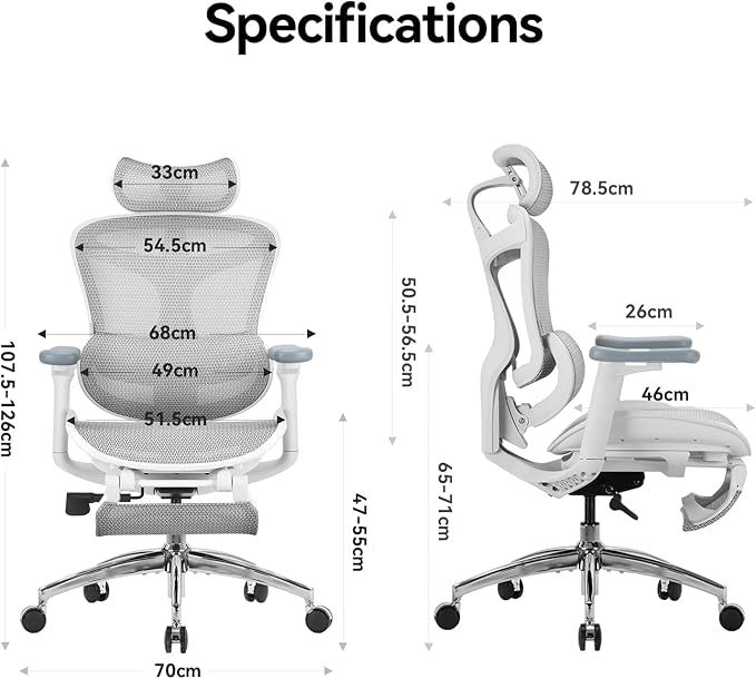 SIHOO Doro C300 Ergonomic Office Chair with Footrest, Ultra Soft 3D Armrests, Dynamic Lumbar Support for Home Office Chair, Adjustable Backrest Desk Chair, Swivel Big and Tall Computer Chair (Grey)