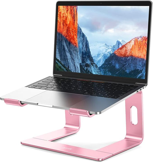 BESIGN LS03 Aluminum Laptop Stand, Ergonomic Detachable Computer Stand, Notebook Riser, Laptop Mount Compatible with Air, Pro, Dell, HP, Lenovo More 10-15.6" Laptops, Pink