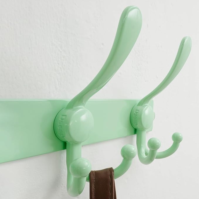 Dseap Coat Rack Wall Mount 2.0 Pro: Heavy Duty 300% Thicker, 16" Stud Mount, Stainless Steel Wall Coat Hooks Hanger for Clothes Jackets Hats Entryway Closet, MaxStrong Series, Green