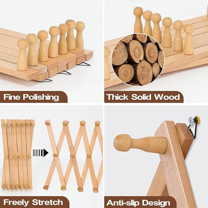 Wall Rack with 20 Hooks, Wooden Wall Expandable Coat Rack for Coat, Hats, Baseball Caps, Coffee Mug, Jewelry(Natural)