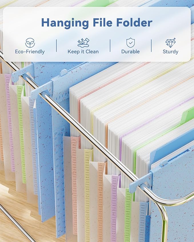 ANSOOK Wheat Straw Legal Size Hanging File Folders,Expandable 1.2" Accordion Pockets File Organizer,3 Pack Filing Cabinet Folders,Large Capacity File Folder with Tabs,Blue Hanging File for Frame Box