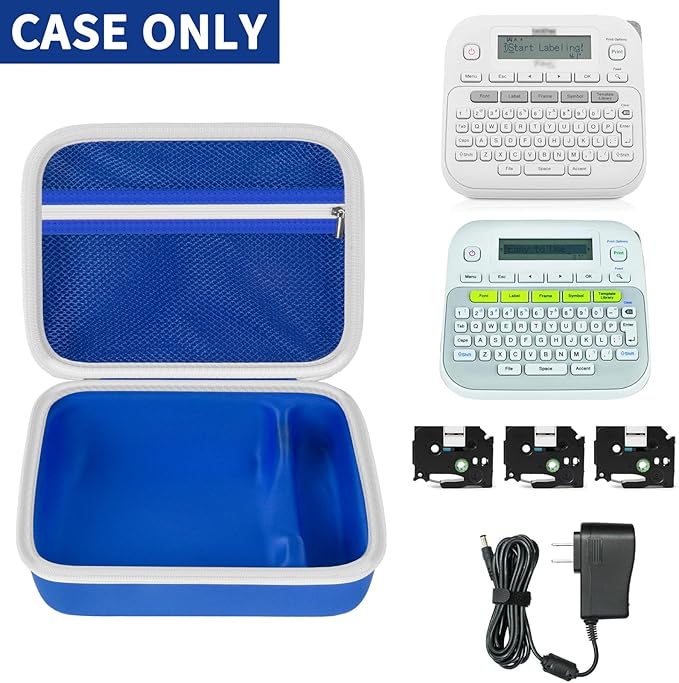 Case Compatible with Brother P-Touch PTD220 210 Home/Office Everyday Label Maker, Storage Holder Carrying Organizer for Label Tapes, AC Adapter, Charging Cables (Box Only) -Blue
