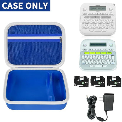 Case Compatible with Brother P-Touch PTD220 210 Home/Office Everyday Label Maker, Storage Holder Carrying Organizer for Label Tapes, AC Adapter, Charging Cables (Box Only) -Blue